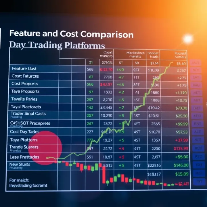 Comparison chart illustrating features, costs, and support of various trading platforms