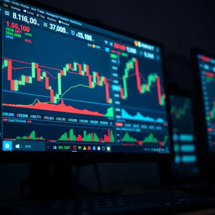 Illustration of financial charts with risk management tools displayed on a computer screen