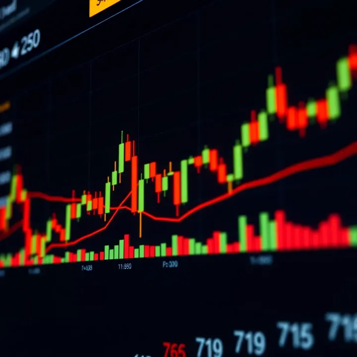Graph showing candlestick patterns used in technical analysis for day trading