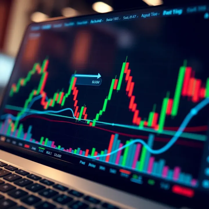 Graph showing volatile stock price movements with candlestick patterns