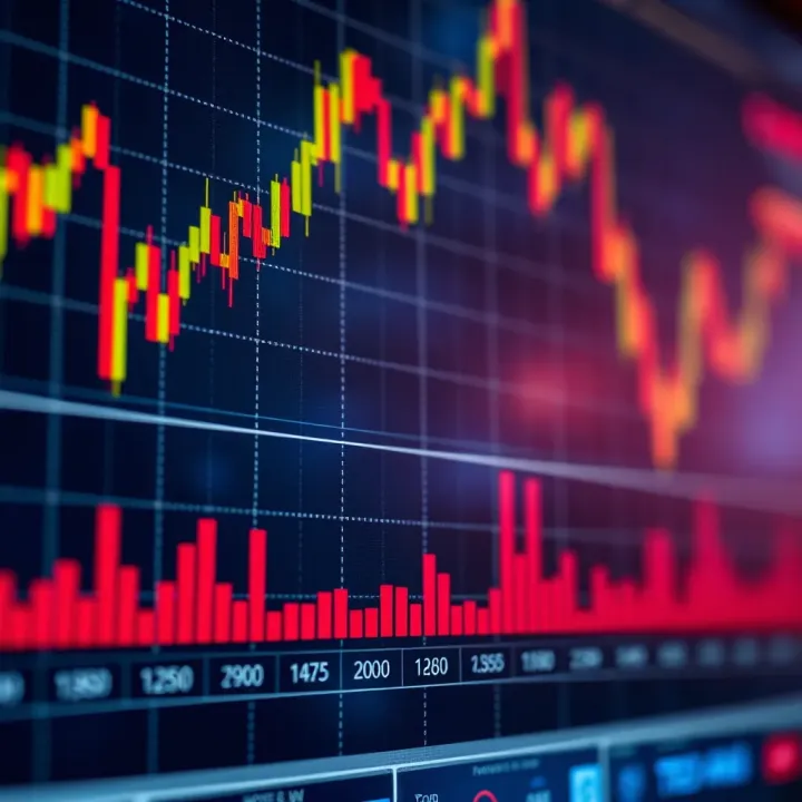 Graph showing rapid fluctuations in option prices during day trading sessions