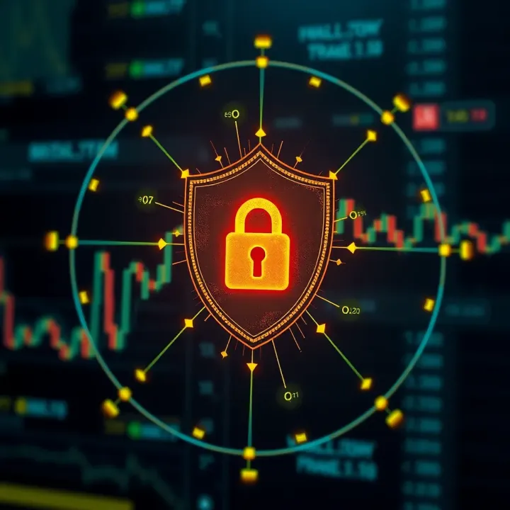Illustration of digital security concepts with shield and lock icons symbolizing protection in trading platforms