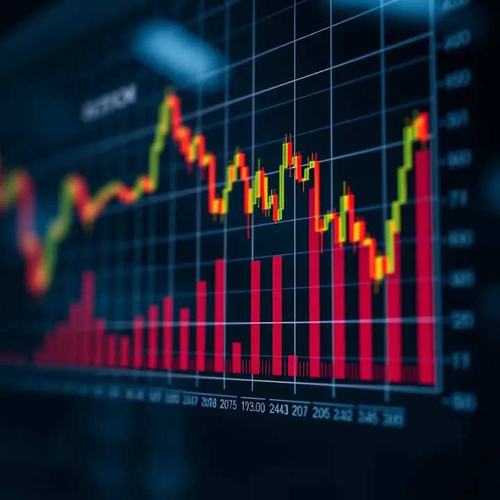 Graph showing financial market trends as a representation of demo account usage