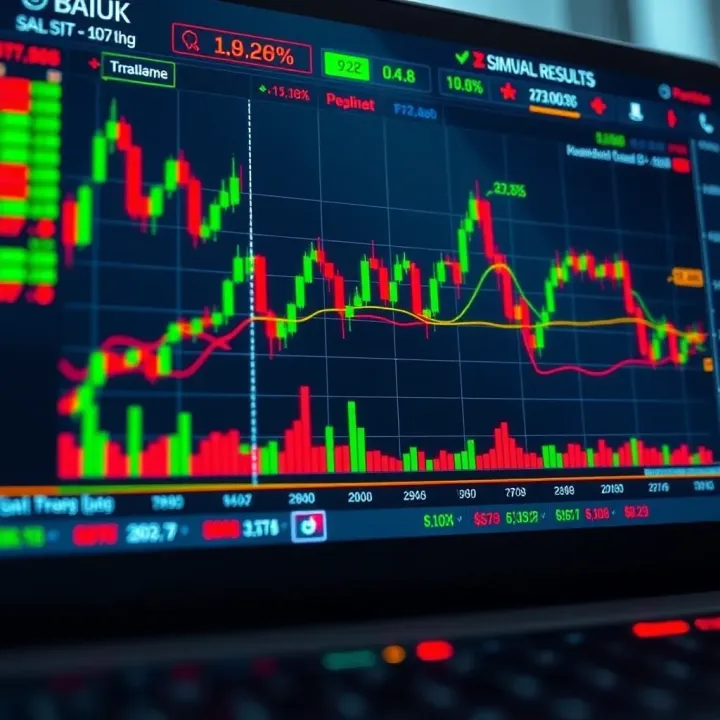 Simulated Trading Results and Performance Chart Graph displaying simulated trading results and performance metrics