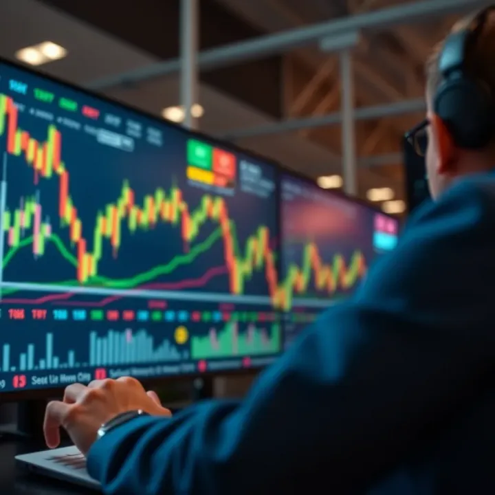 Illustration of forex trading platform showing simulation of market trends