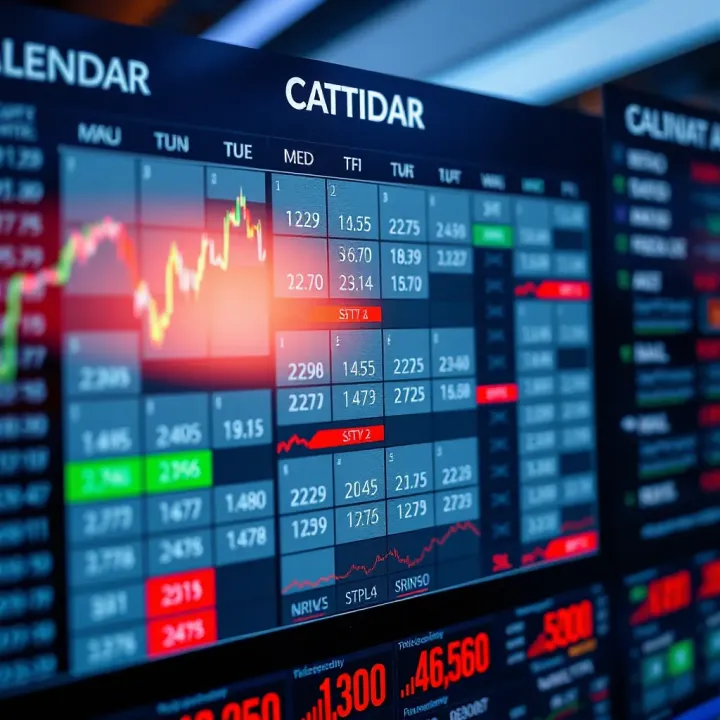 Economic calendar displaying key dates and indicators relevant to financial markets