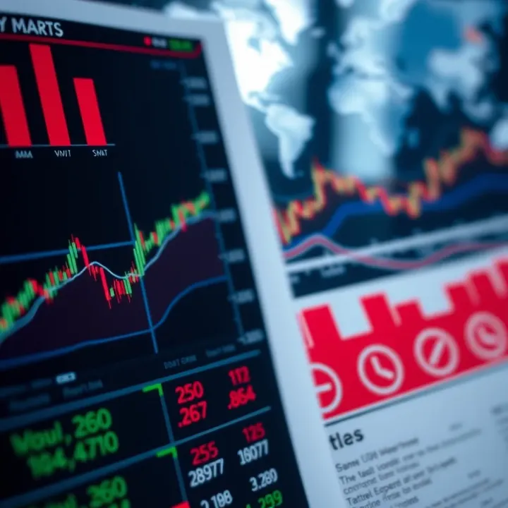 Close-up of economic report displaying key market statistics