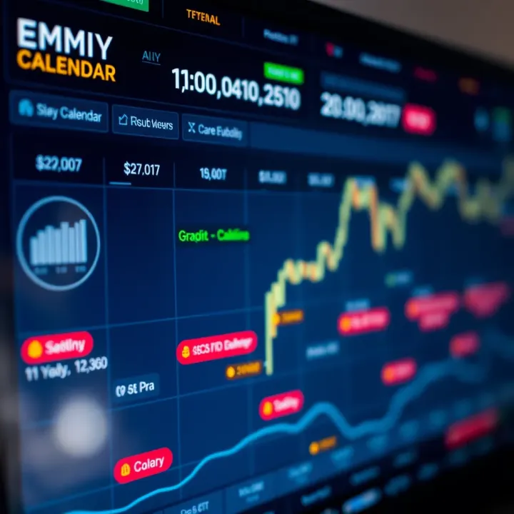Economic calendar interface showing upcoming financial events and indicators