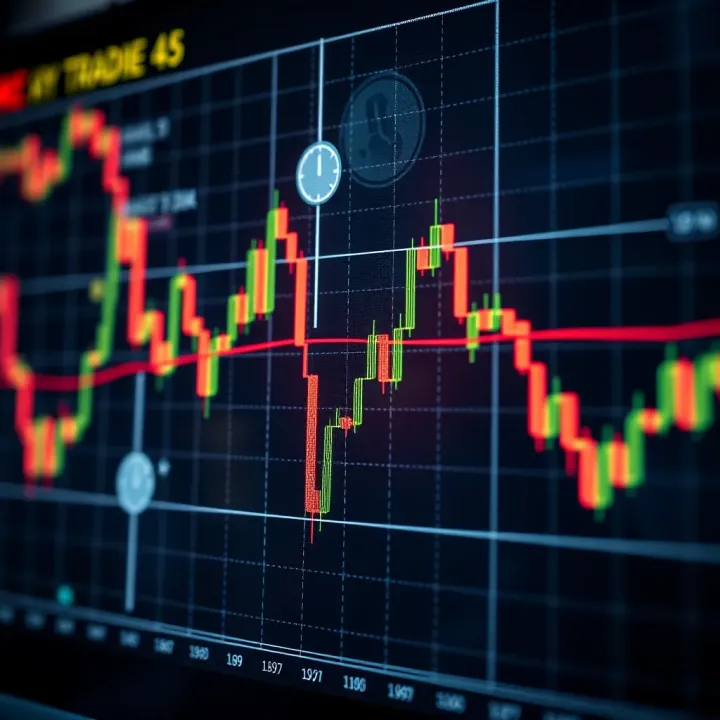 Graph showing currency pairs fluctuations with indicators for Forex trading strategies