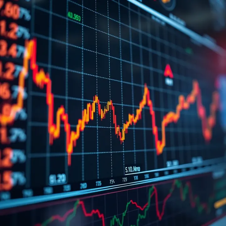 Graph showing upward and downward trends in foreign exchange market