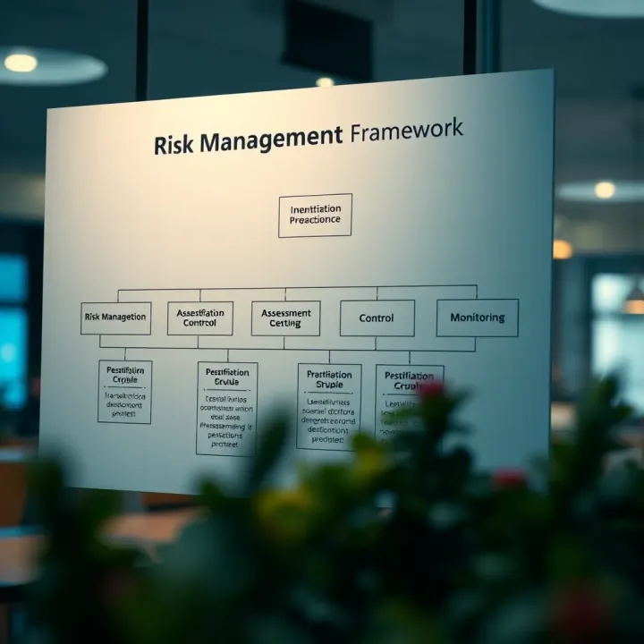 Flowchart illustrating risk management stages including identification, assessment, control, and monitoring in organizations