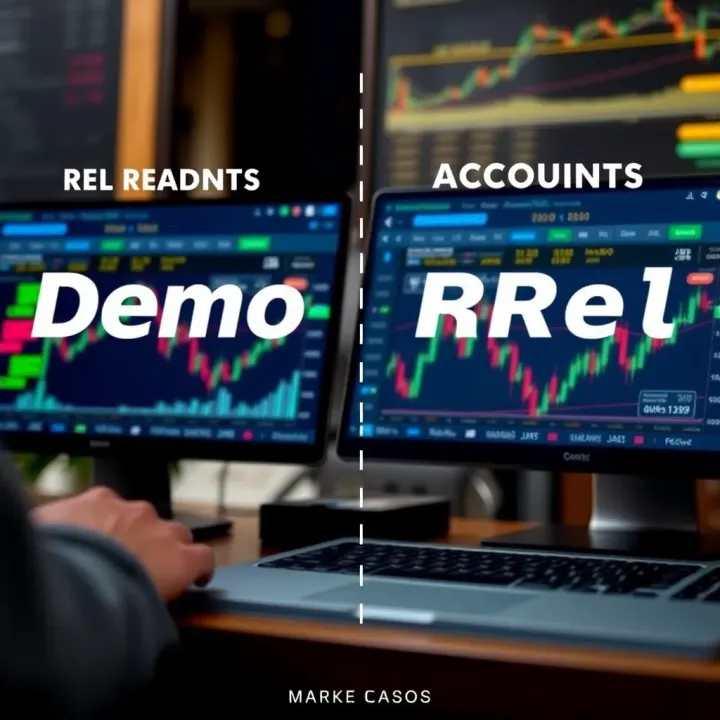 Comparison illustration between demo account and real trading account features