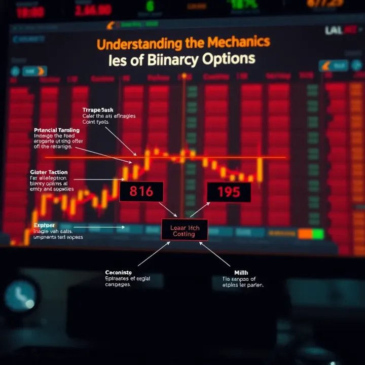 Diagram showing the concept and mechanics of binary options trading