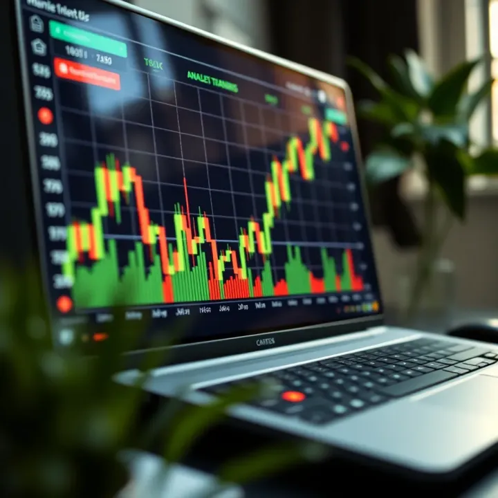 Graph showing market trends and data analysis on computer screen