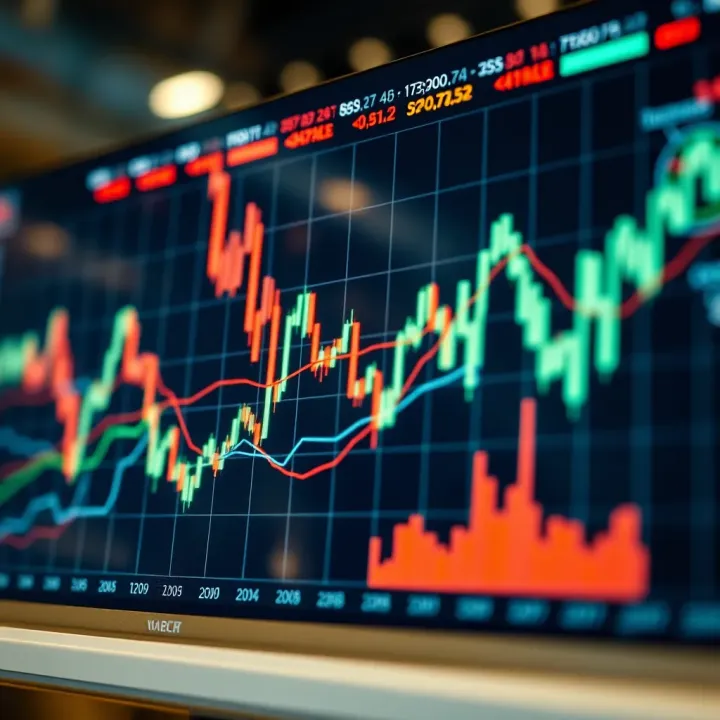 Graph showing market fluctuations related to important economic announcements