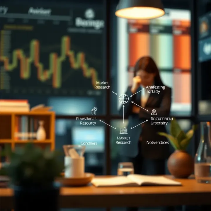 Diagram illustrating key components of market research and decision making