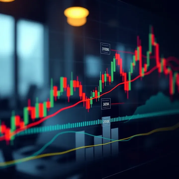 Graph depicting market trends with clear uptrends and downtrends marked