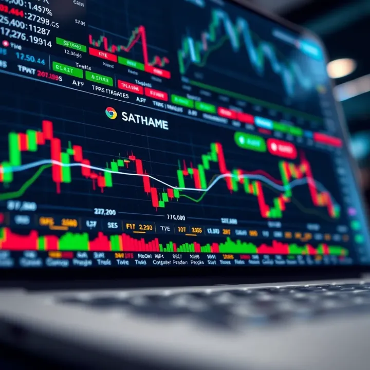 User interface displaying real-time stock market charts and trading options on a digital platform