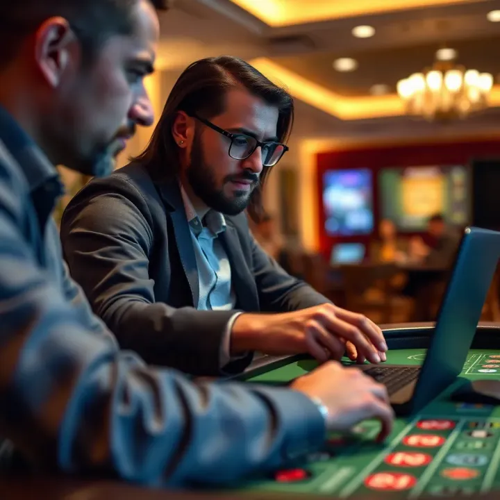 Player testing casino game strategies on a demo account interface without using real money