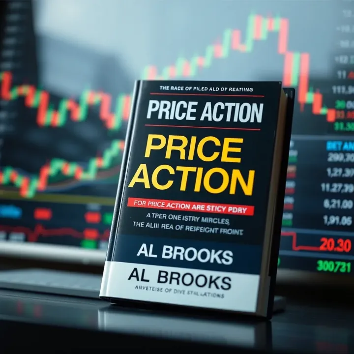 Cover of the book Price Action by Al Brooks with financial charts background