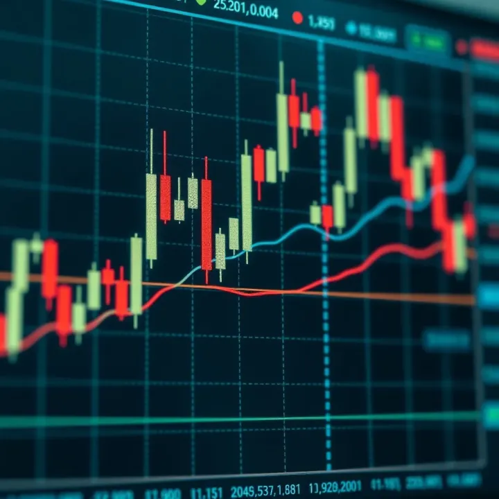 Candlestick chart showcasing price movements with clear bullish and bearish patterns
