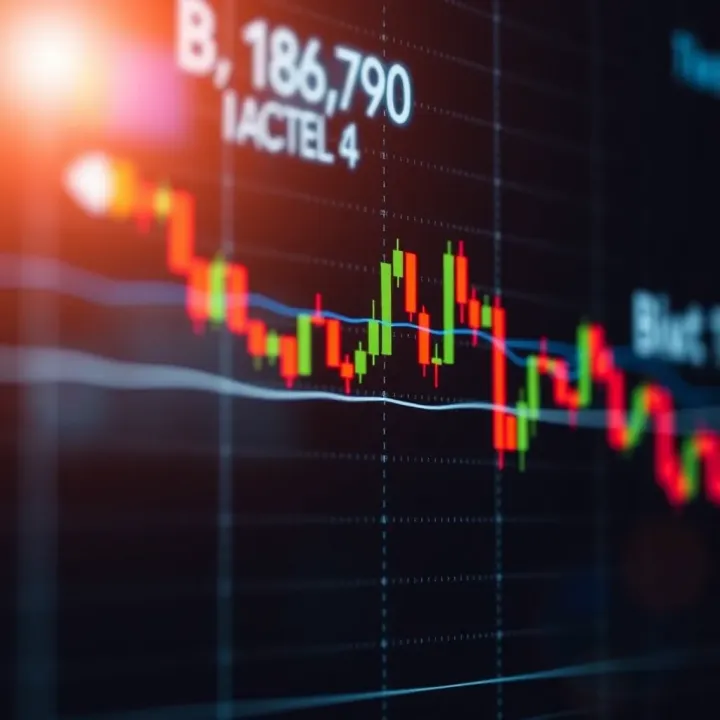 Candlestick chart showing price movements in a financial market