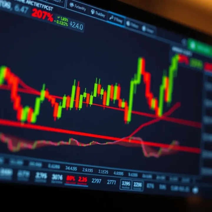 Chart displaying various price action patterns on a financial trading platform