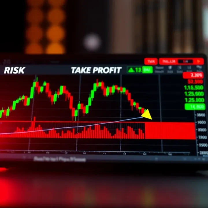 Illustration of risk management concepts with stop loss and take profit levels on a trading chart