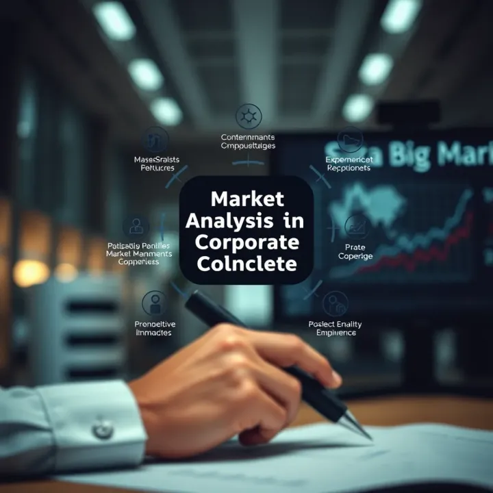 Diagram depicting key principles and components of market analysis in corporate environment