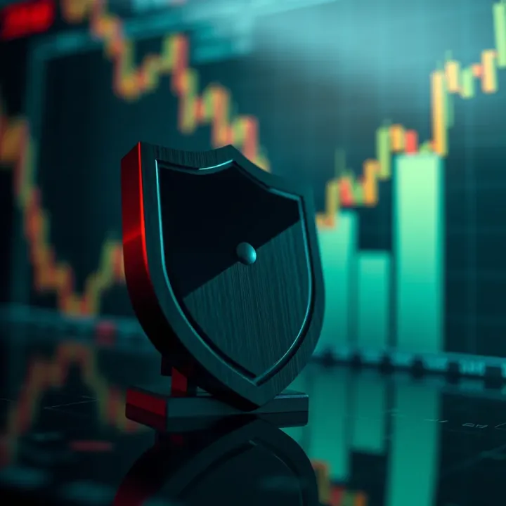 Illustration of secure investment strategy with shield and upward financial chart