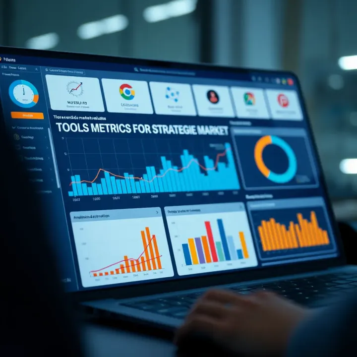 Dashboard showing tools and metrics used for strategic market evaluation