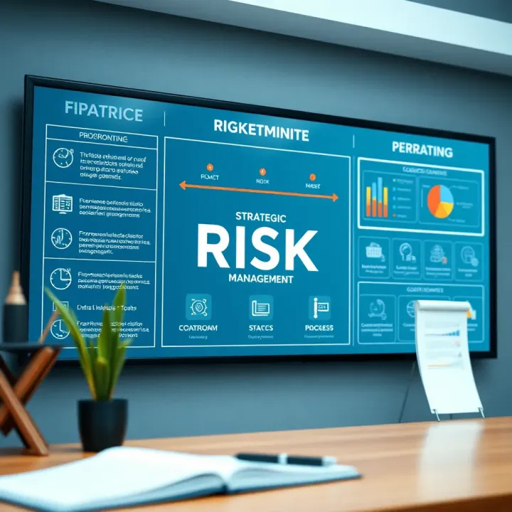 Strategic planning board showing risk management techniques and tools