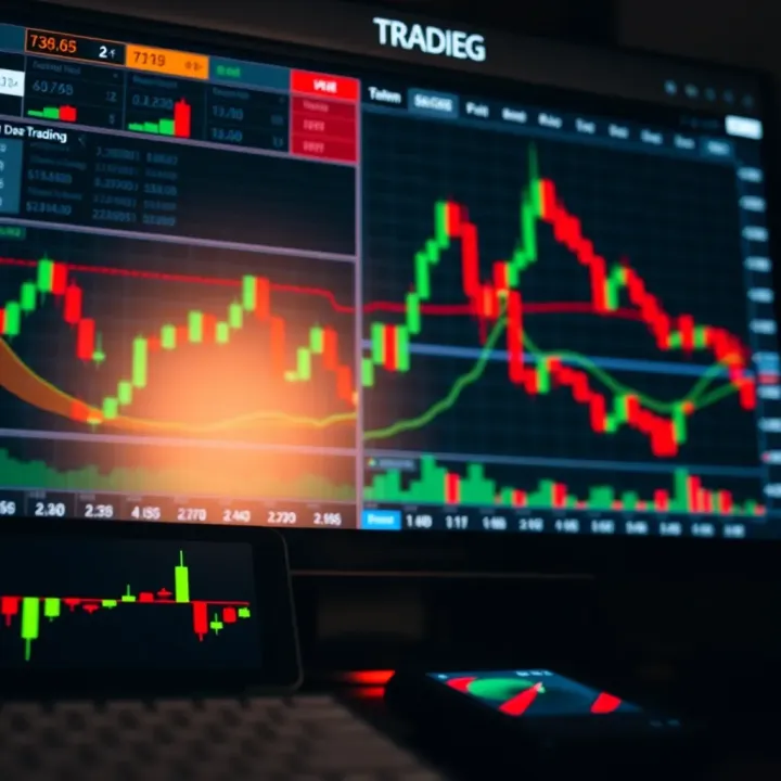 Technical trading tools including candlestick charts and indicators for market analysis