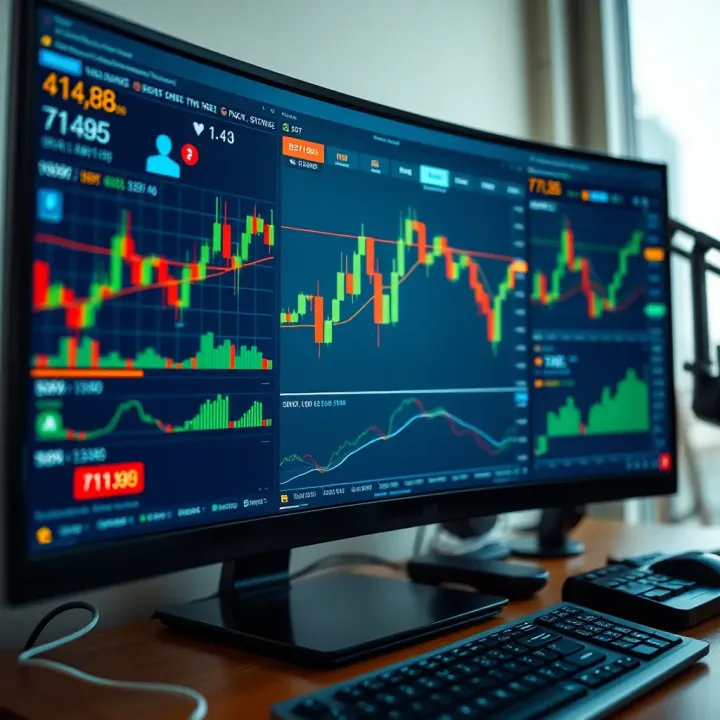 Computer screen showing multiple trading tools and indicators for cryptocurrency day trading