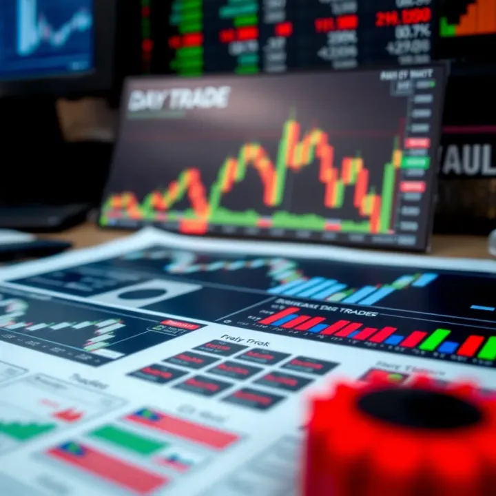 Financial charts and tools used to analyze stocks for short-term trading