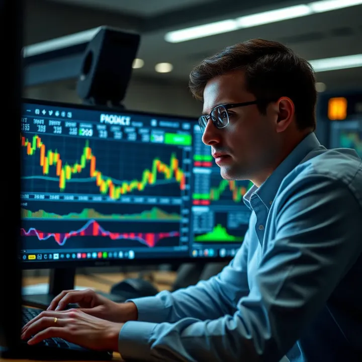 Trader analyzing economic indicators on a computer screen to make informed Forex decisions