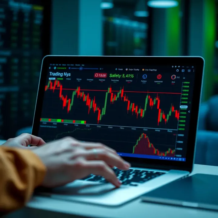 Secure online trading interface highlighting safety features and user support