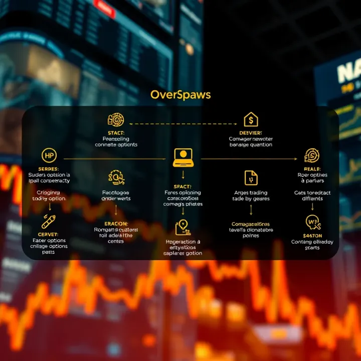 Graphic illustrating the flow and key elements of binary options trading in the financial market