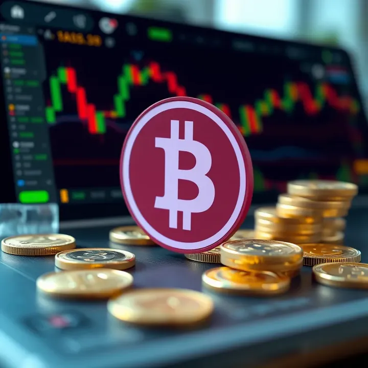 Graphic illustrating the concept of free bonuses in binary options trading with digital tokens and charts