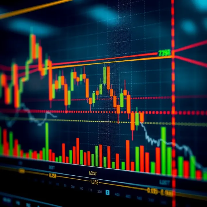 Simplified technical analysis chart highlighting key support and resistance levels on B3 stock exchange